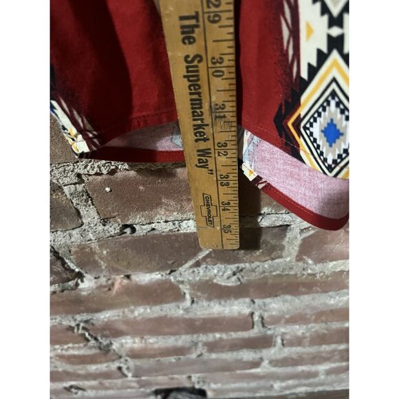 Wrangler Wrancher Western Pearl Snap Shirt Mens 2X Red Short Sleeve Aztec - Picture 5 of 6